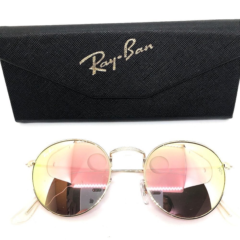 Óculos de Sol Ray Ban RB3447 Round Flash Lenses - Rosa Degrade Espe -  Griffe dos Olhos | Replicas Óculos de Sol e Armação