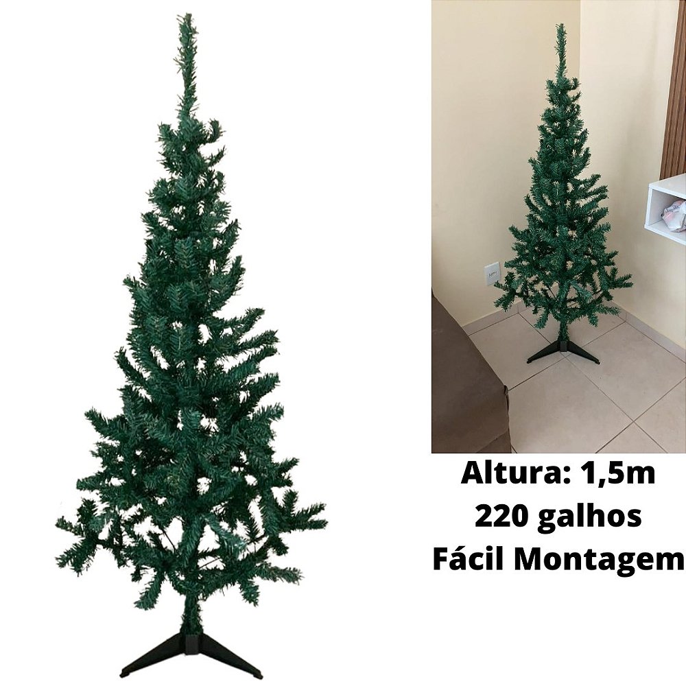 ARVORE DE NATAL 150 cm VERDE COM 220 GALHOS E PE DE PLASTICO - VariedadesUD ARVORE DE NATAL 150 cm VERDE COM 220 GALHOS E PE DE PLASTICO - VariedadesUD