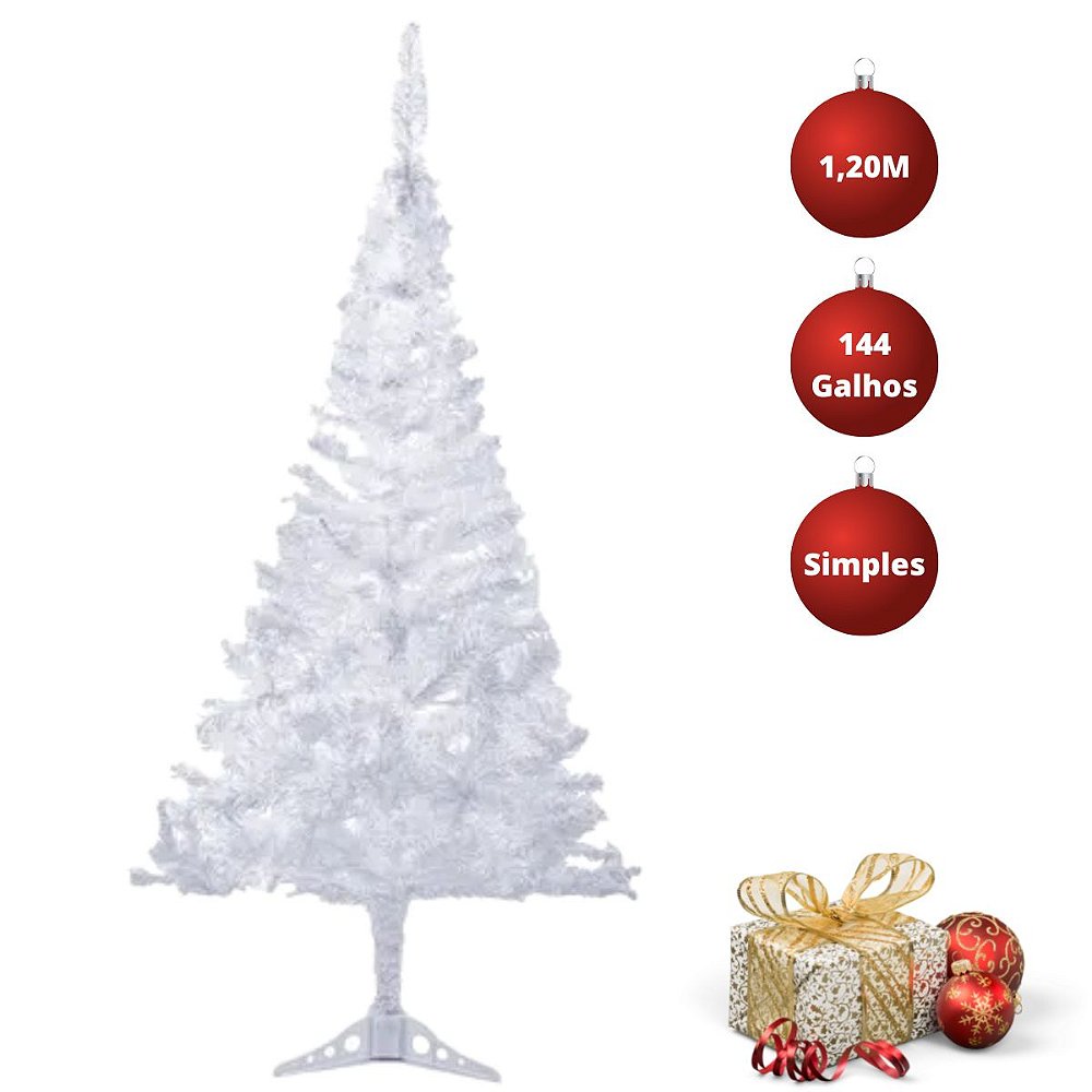 Pinheiro Árvore Natal 144 Galhos 1,20M Grande Branca Simples - DHS SHOP - Site Oficial Pinheiro Árvore Natal 144 Galhos 1,20M Grande Branca Simples - DHS SHOP - Site Oficial