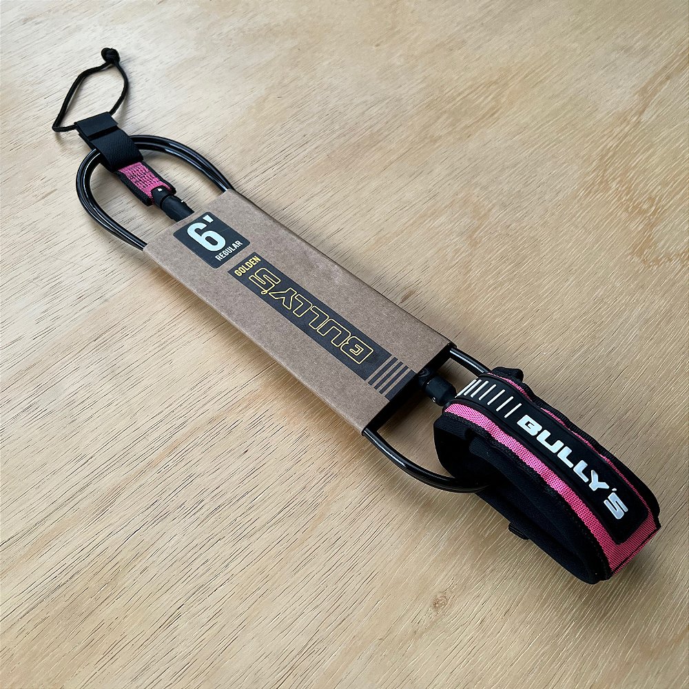 Leash Bullys 6' Regular Golden Series Preto/Rosa Espaço Surf Curitiba