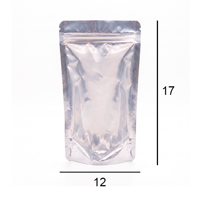Saco Stand Up Pouch Metalizado Zip Frente Transparente - 10 x 17.5