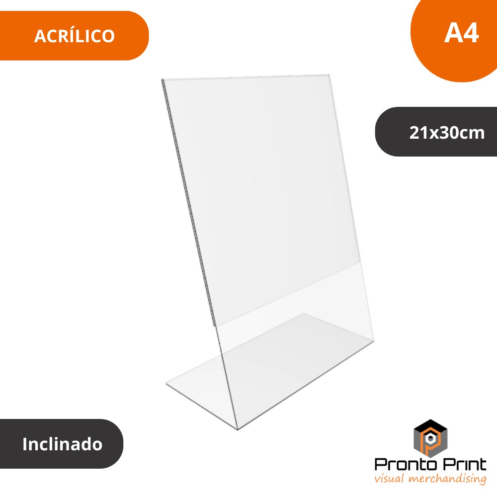 Display Expositor Porta Folha Papel A4 - Inclinado (21x30cm) Acrílico -  Pronto Print