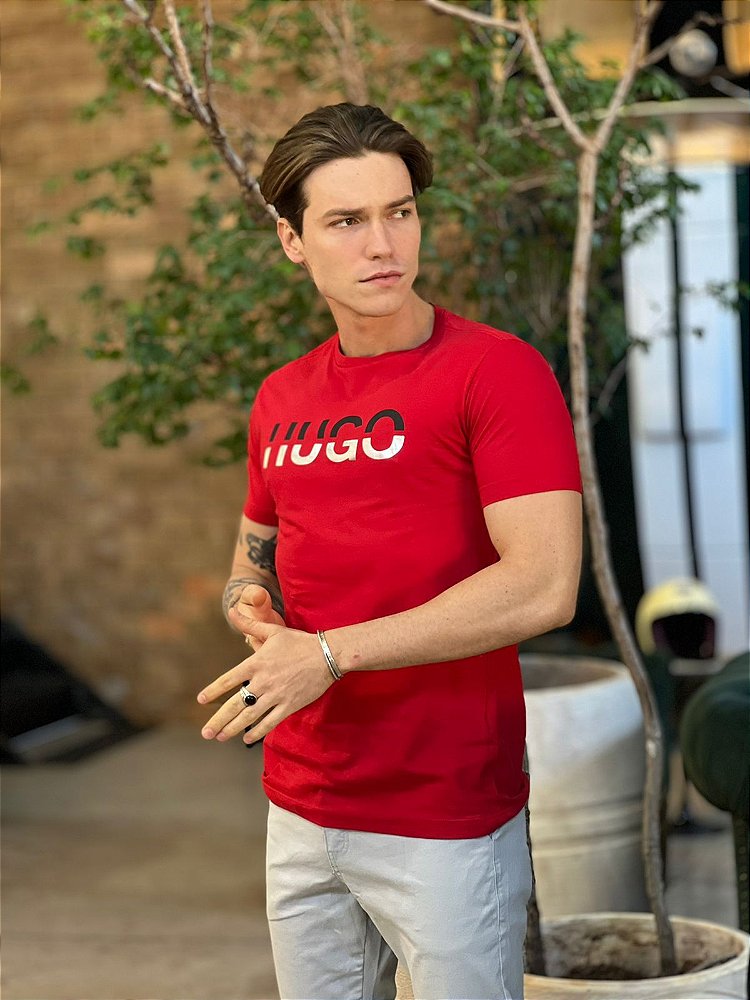 Camiseta Masculina Slim Fit Hugo Boss Vermelha - Mod Store