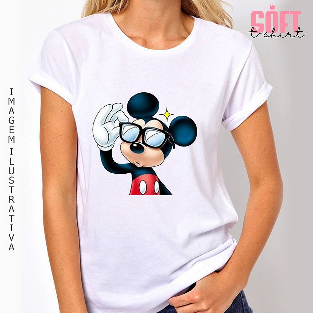 T-Shirt Feminina Mickey Oculos Escuro - Soft T-Shirts