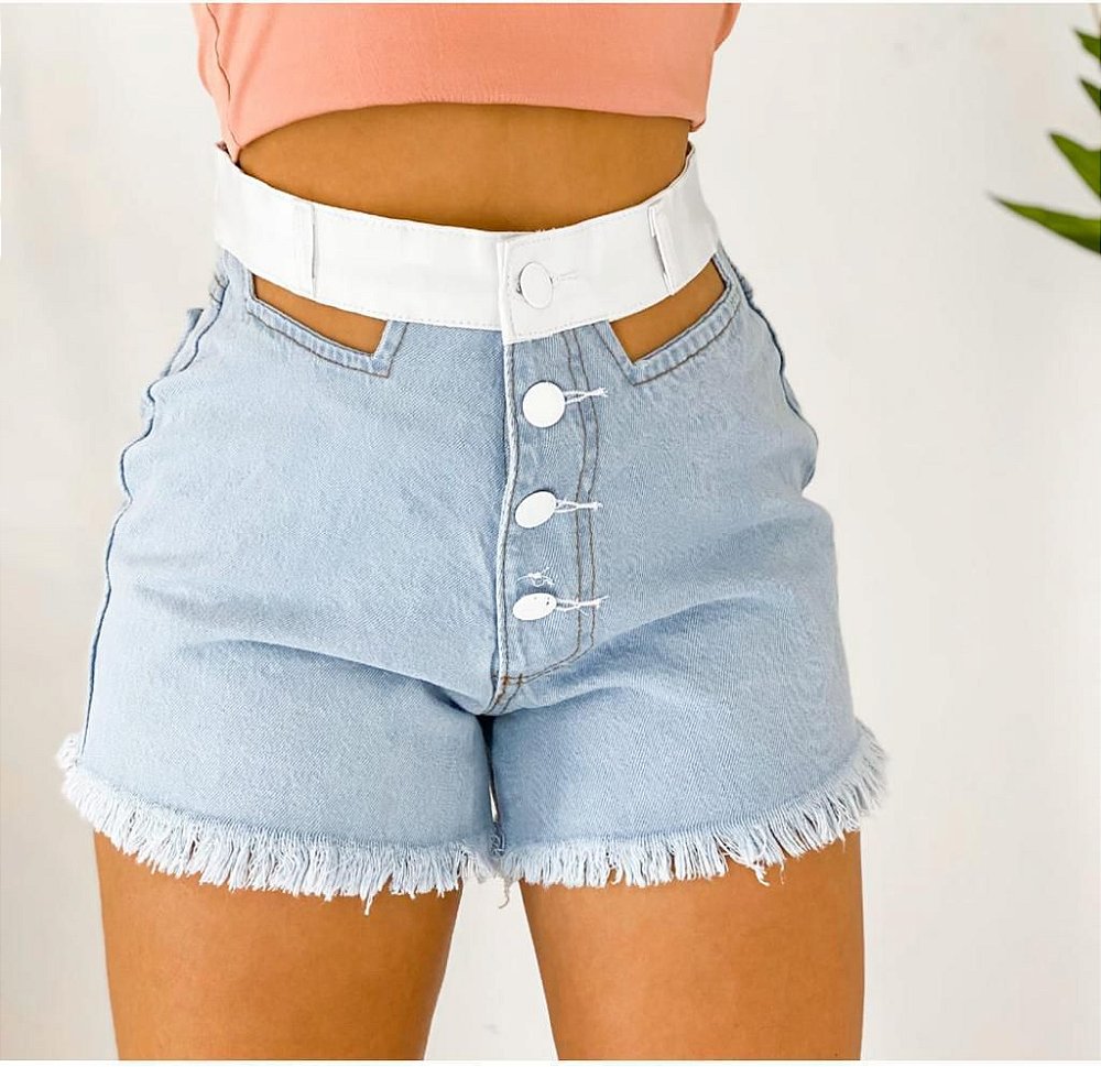 Short jeans com recorte na cintura Clearance