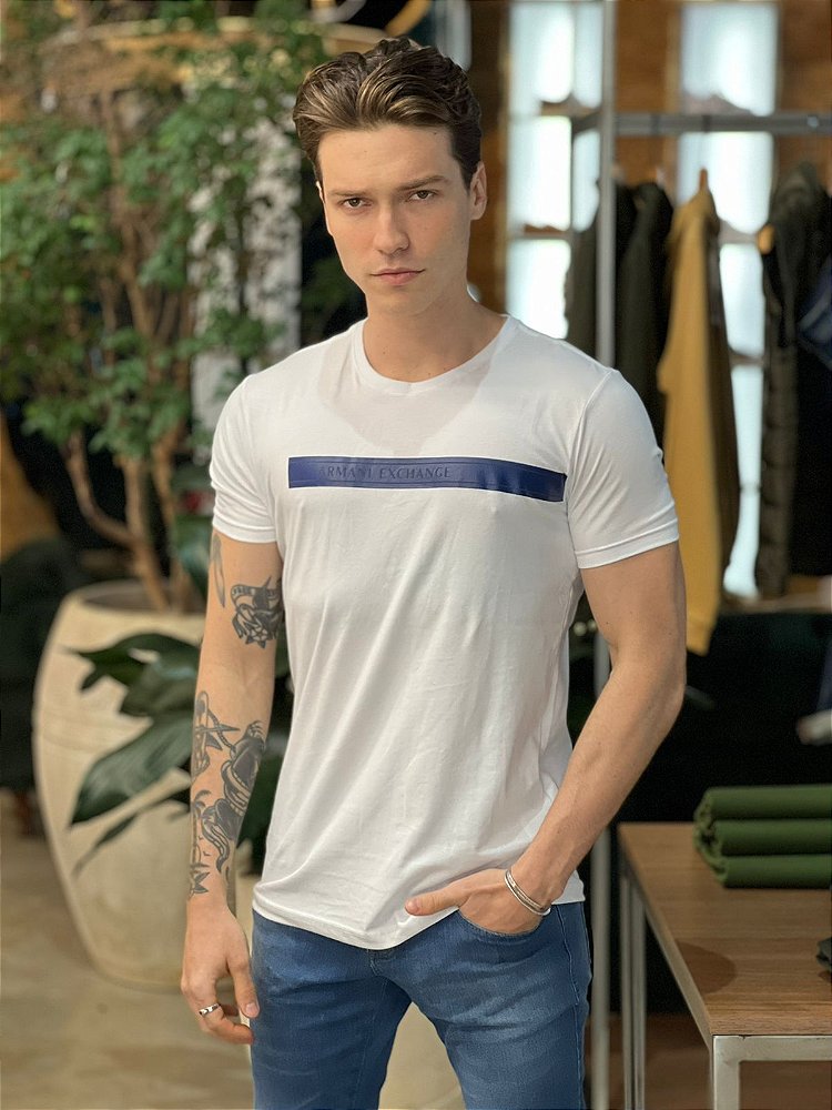 Camiseta Armani Exchange Slim Fit Branca - New Man Outlet