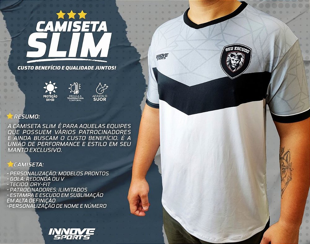 Camisa de Futebol, Linha Slim - Valente Uniformes