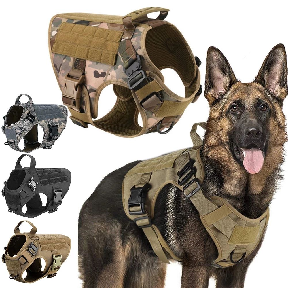Colete tático do cão conjunto colete de treinamento do animal de estimação  arnês e conjunto de trela camuflagem - Pet Force