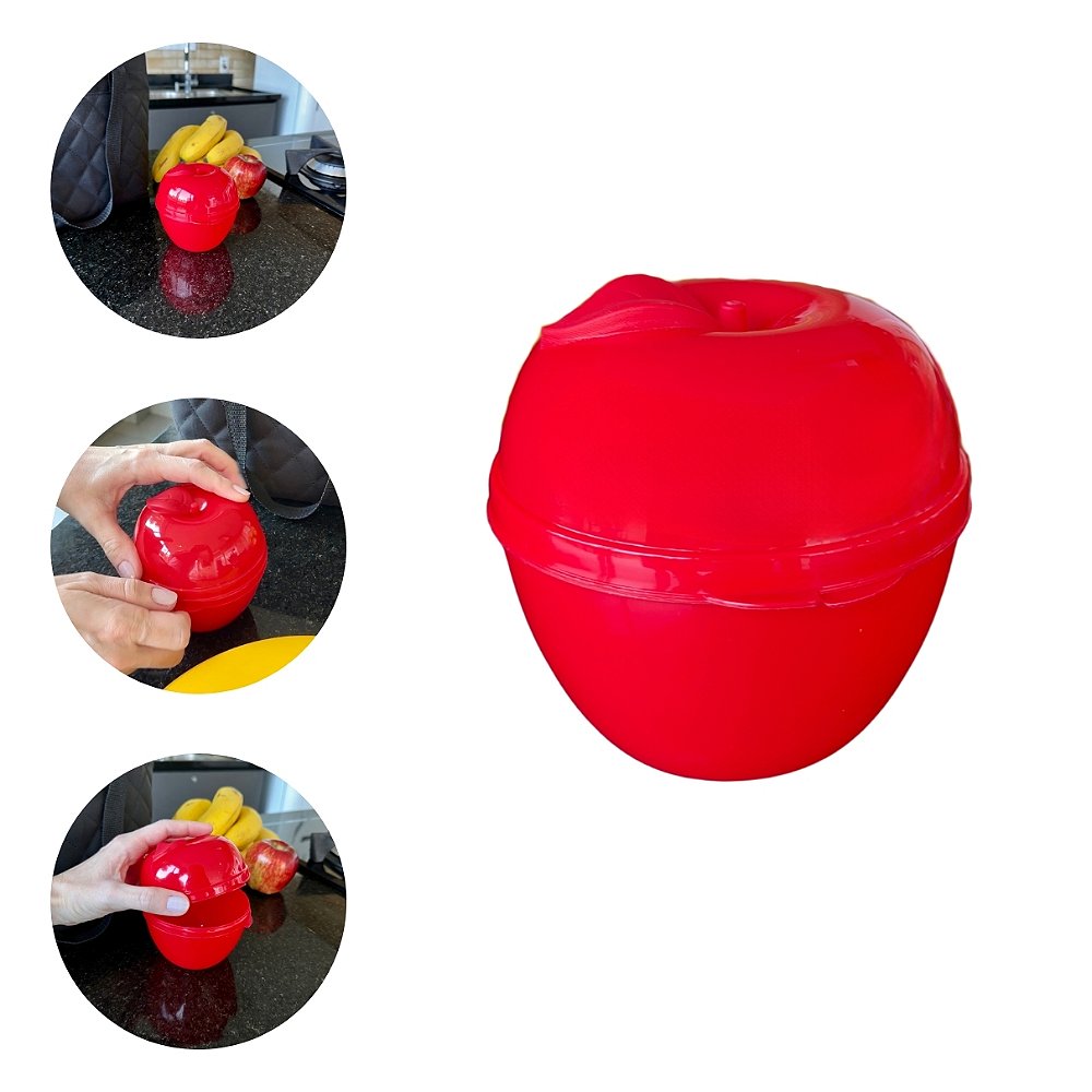 Porta Metade Maçã 380ml BPA Free para Festa e Geladeira - Acrihome