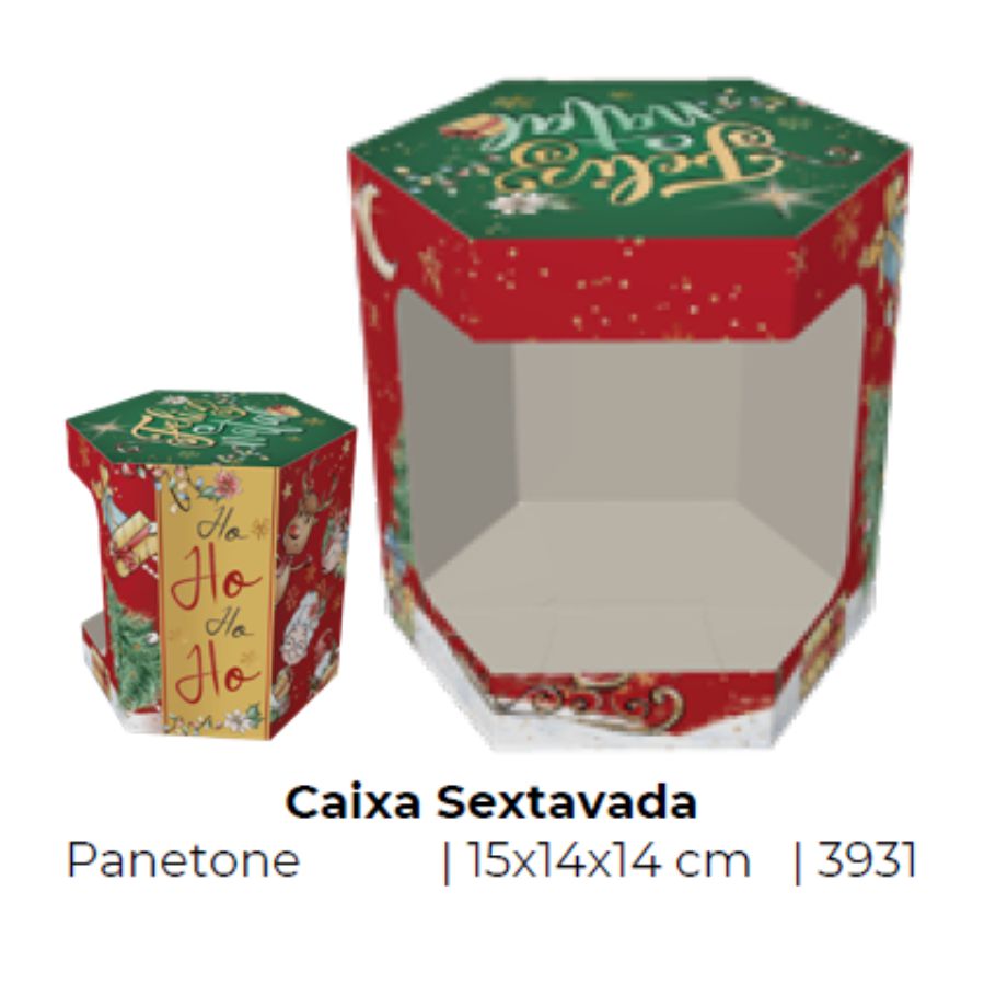 10 Caixa Sextavada Panetone 500G 3931Polo Norte (Natal Ideia) - ChocoBraz Embalagens 10 Caixa Sextavada Panetone 500G 3931Polo Norte (Natal Ideia) - ChocoBraz Embalagens