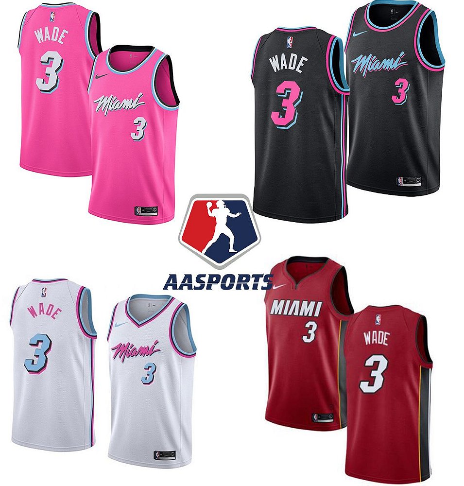 Camisa Miami Heat - City Edition Rosa - 3 Dwyane Wade - AASPORTS - camisas  de futebol americano baseball basquete hóquei e chuteiras NFL NHL NBA NHL