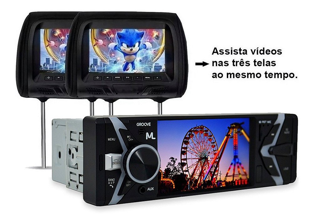 MP5 Player Automotivo Groove P3341 1 Din Tela LCD 4 Polegadas Bluetooth