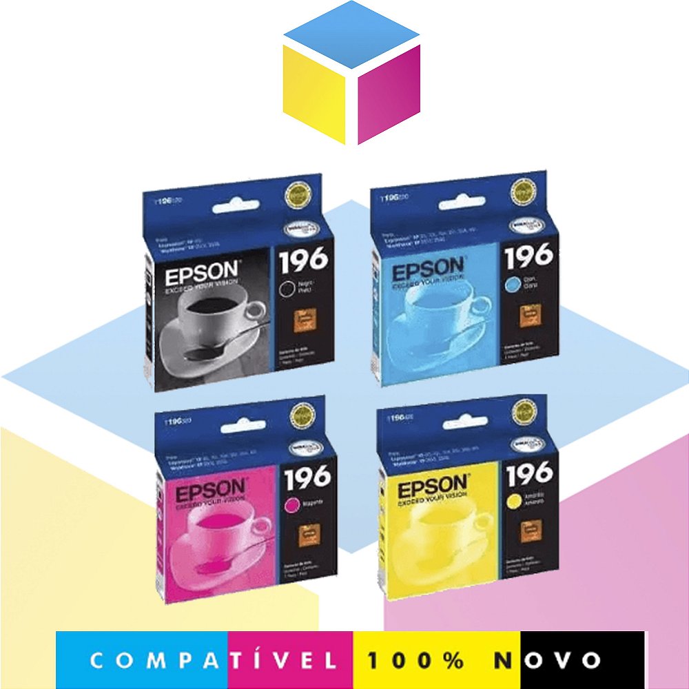 Kit Com Cartuchos De Tinta Epson Preto Ciano Magenta Amare Ths Distribuidora