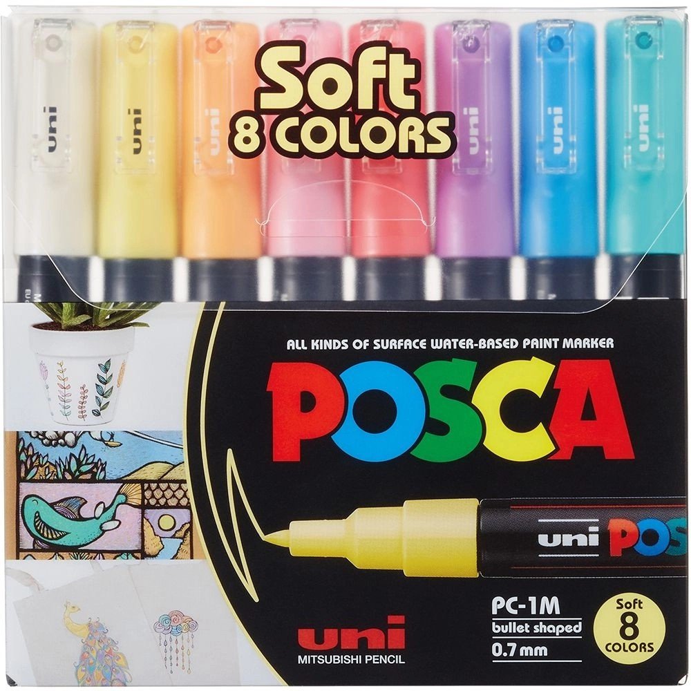Caneta Posca Uni-Ball, Estojo com 8 Cores Tons Pastel Sortidas - Poliart  Grafics