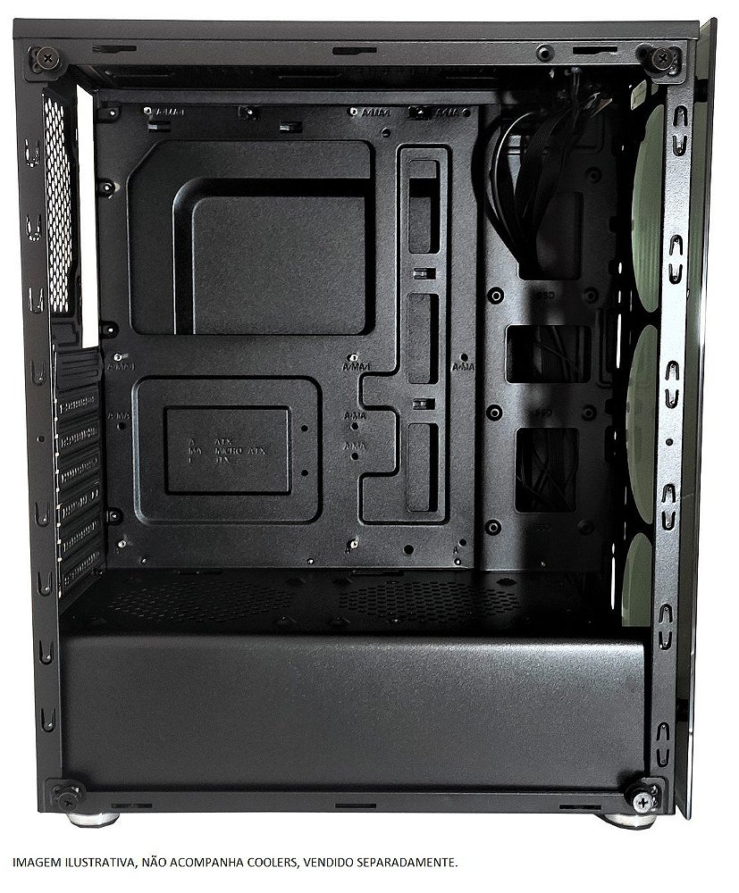 Gabinete Rise Mode Glass 06 Black Sem Fans - DM4 INFORMÁTICA