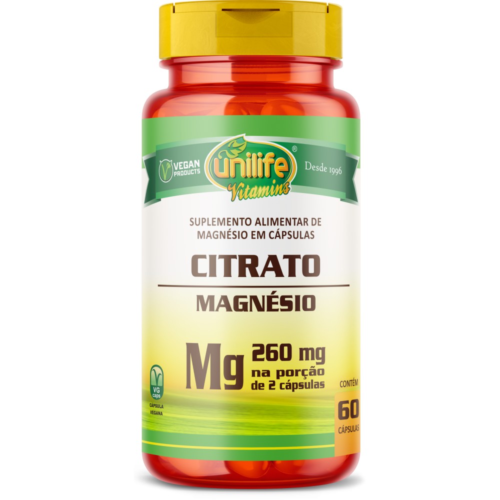 Citrato De Magnésio 60 Cápsulas Unilife Loja De Produtos Naturais Folha Verde