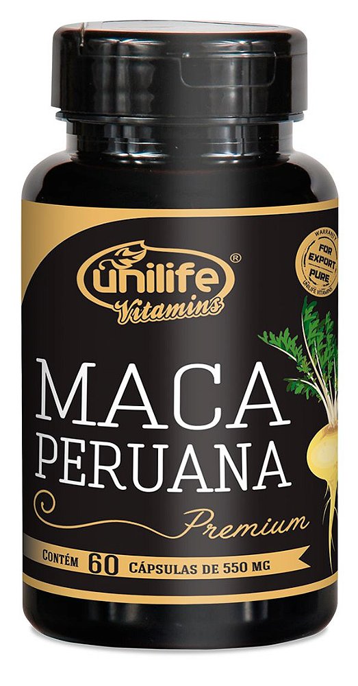 Maca Peruana Premium Pura 550MG 60 Caps Unilife - Loja de Produtos Naturais  | Folha Verde