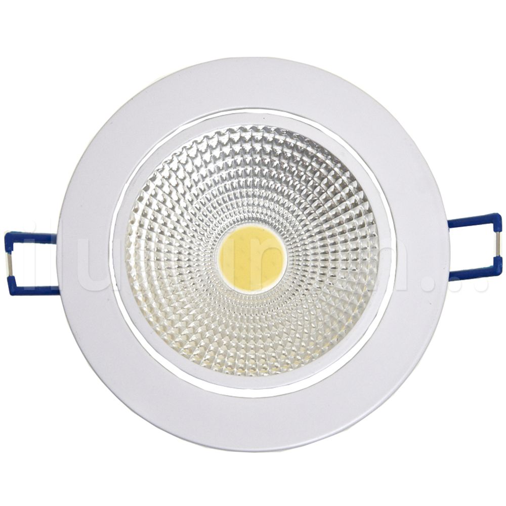 Spot LED 7W COB Embutir Redondo Branco Quente Base Branca - Iluminim