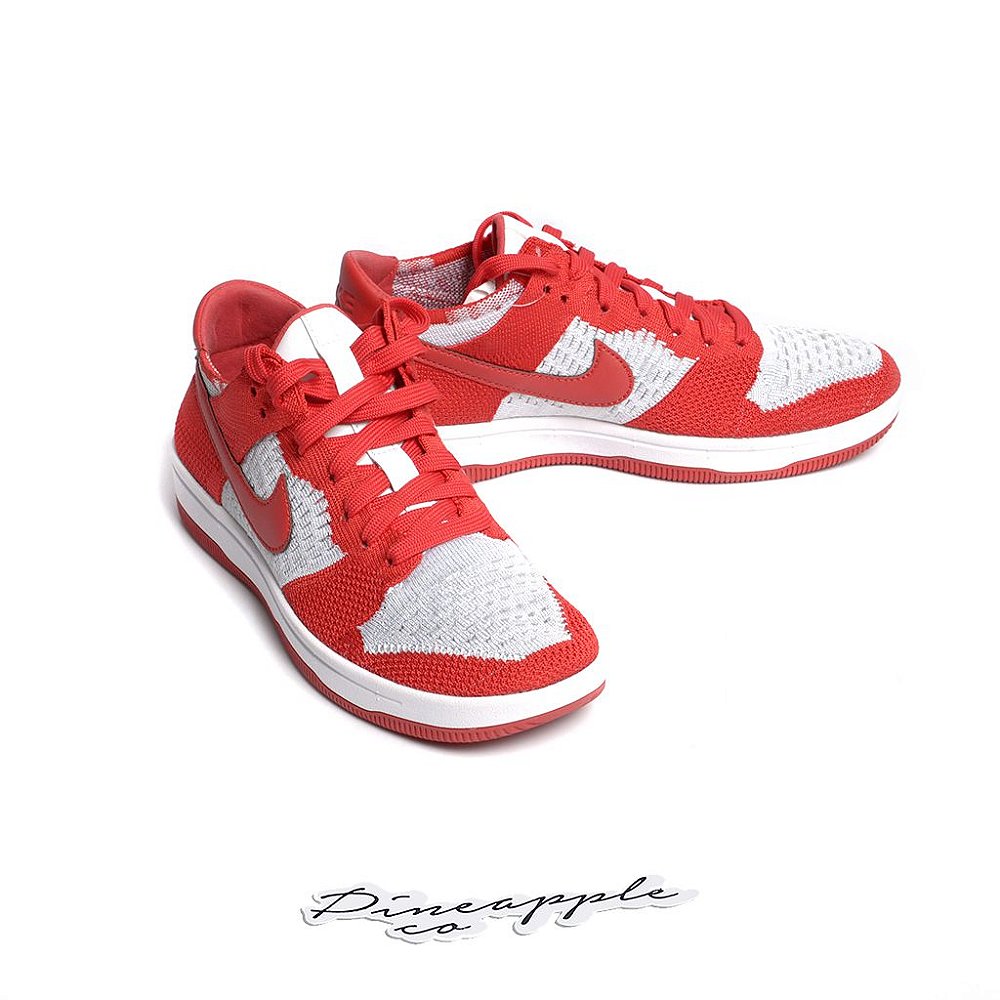 nike dunk low flyknit university red wolf grey