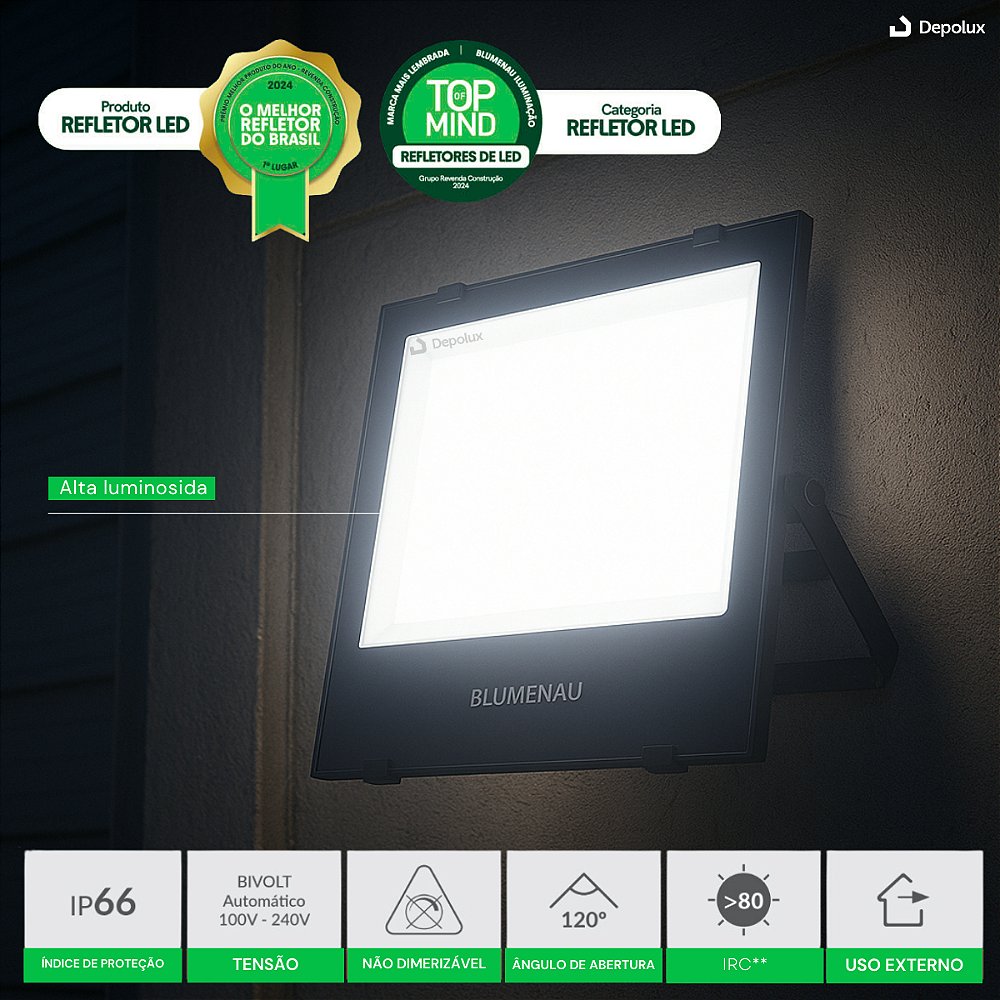 Refletor LED 300W aplicações em fachadas jardins e quadras