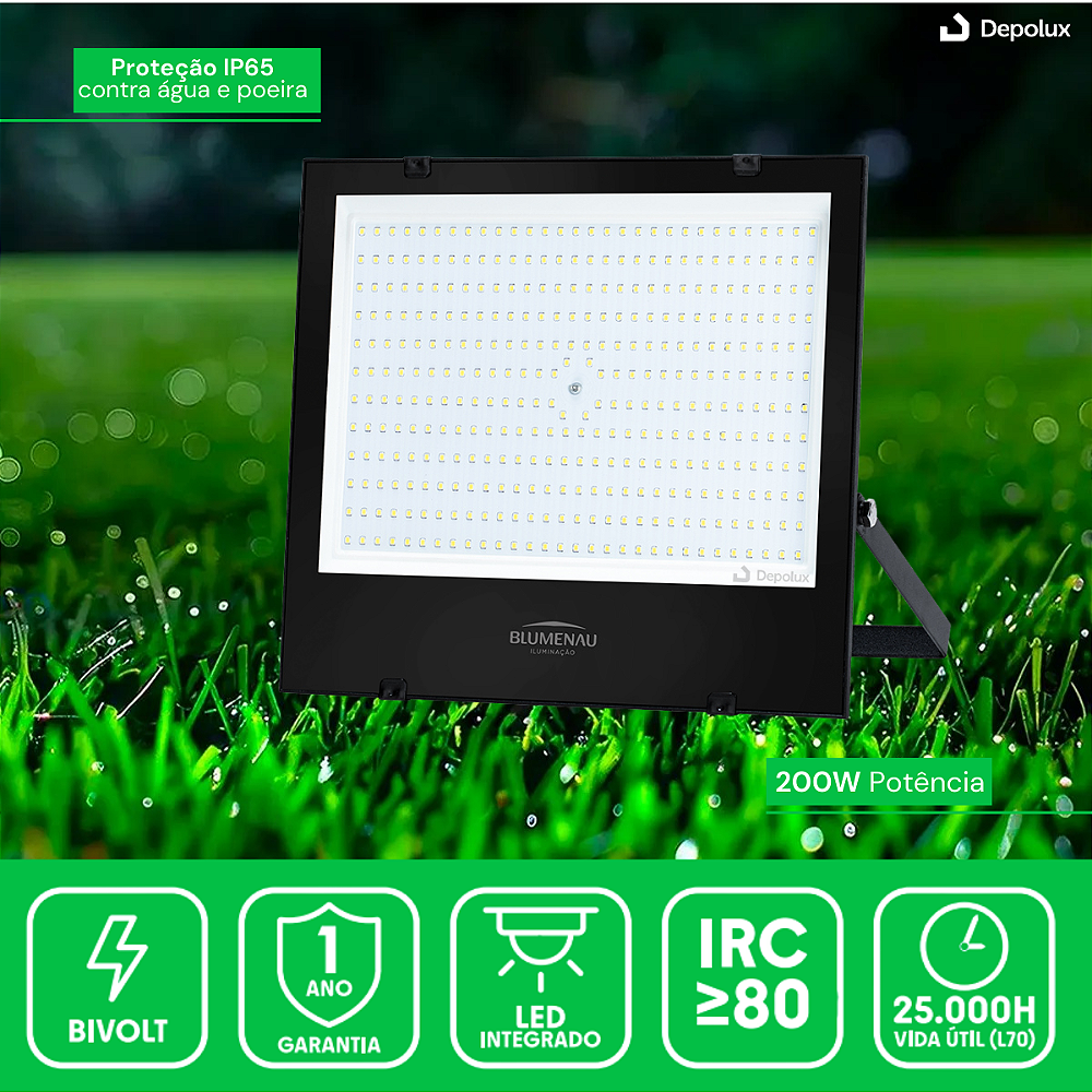 Refletor LED 200W luz branca fria 6500K alta potência