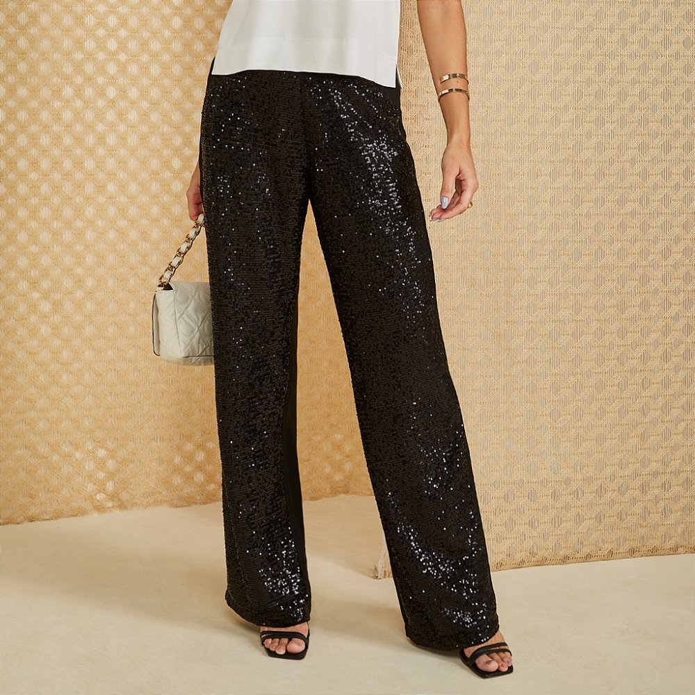 Calça de paetê festa miravest 230061