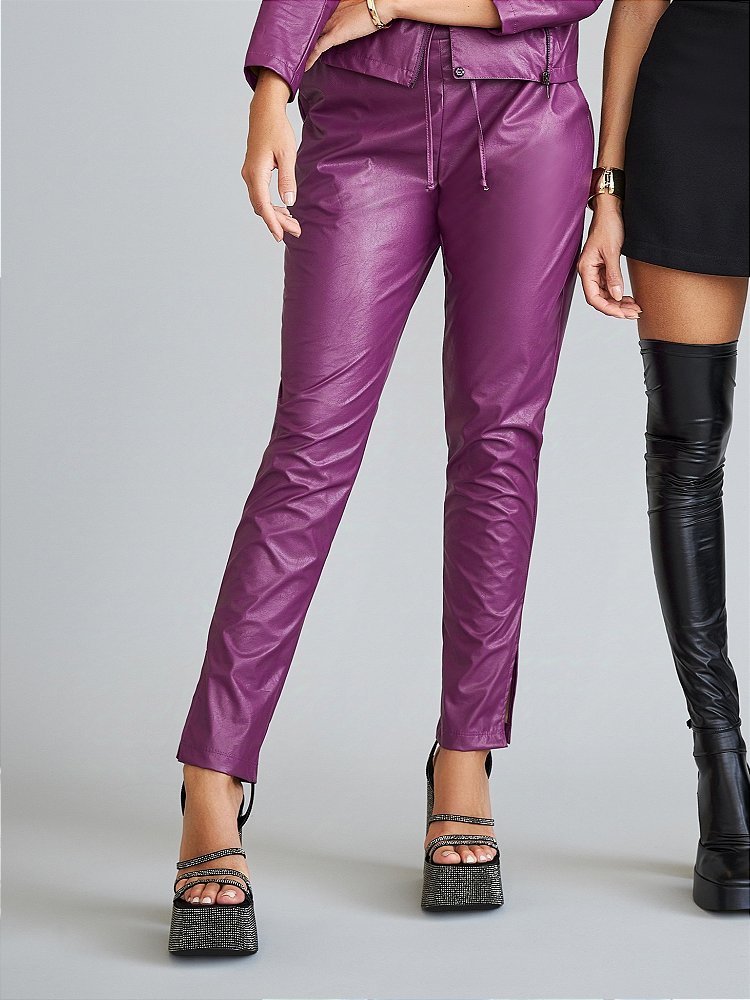 Calça napa de couro jogger natural basic Zambri Moda Feminina