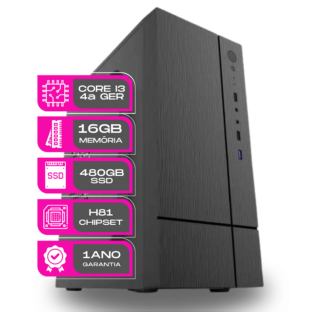 PC Core i3 4ª Geração, 16GB DDR3, SSD 480GB - Máxima Velocidade