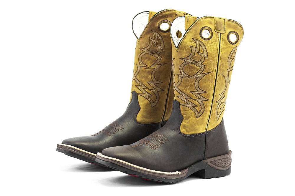 Bota Masculina Mr West - Cabeca Preta Cano Medio Fossil Preto