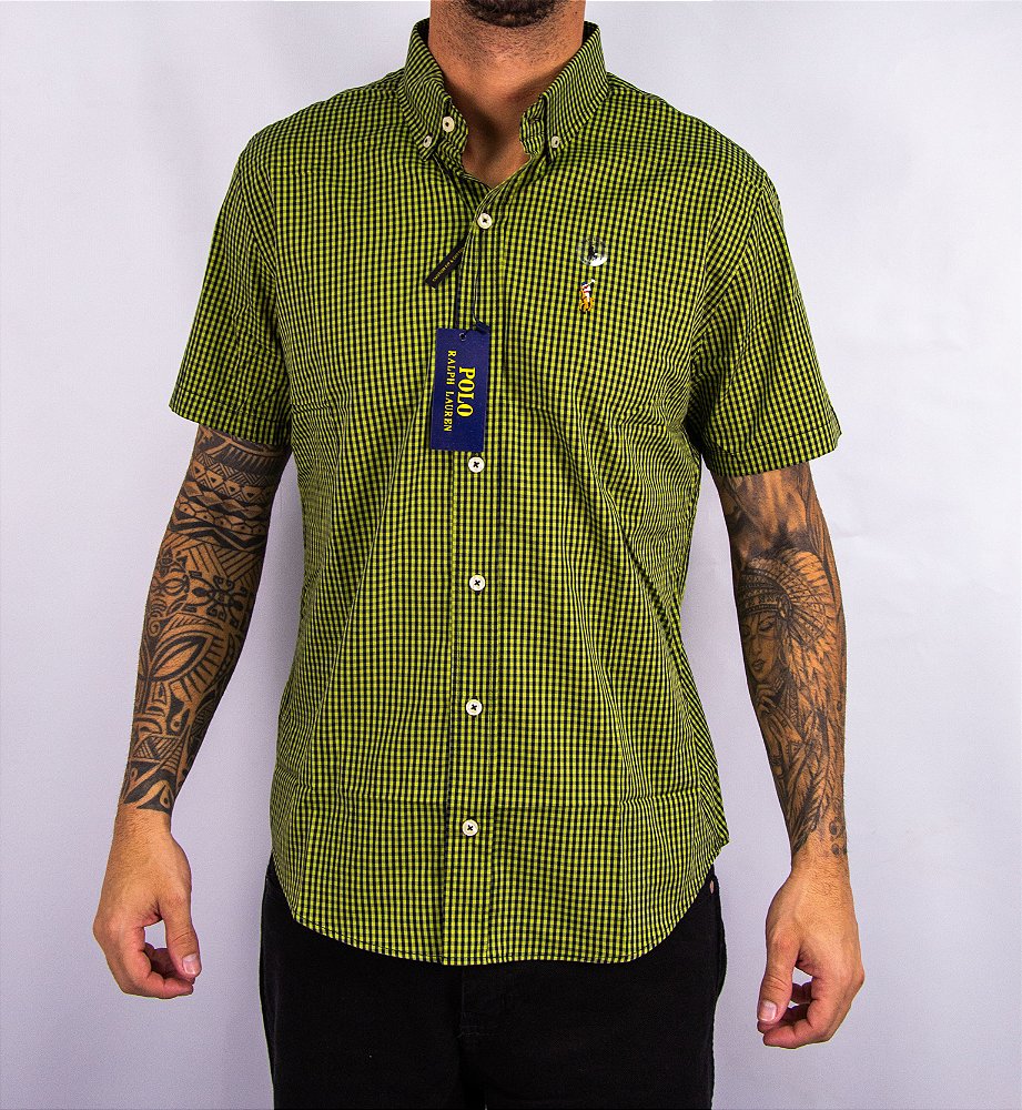 Camisa Masculina Pollo Ralph Lauren - Manga Curta Xadrez Verde