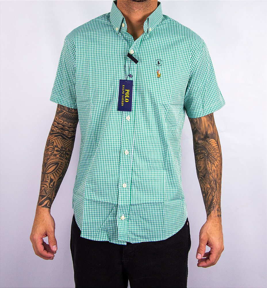 Camisa Masculina Pollo Ralph Lauren - Manga Curta Xadrez Verde