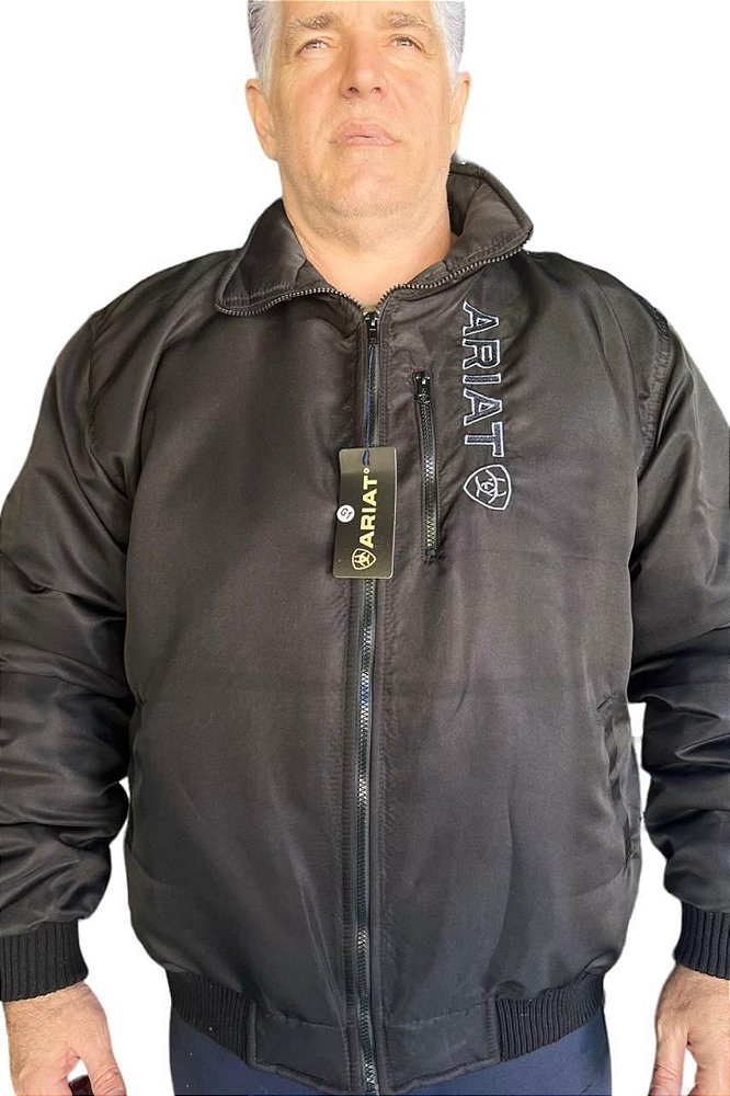 Jaqueta Masculina Ariat Nylon Bordado Cinza Comercial Fayad Agudos