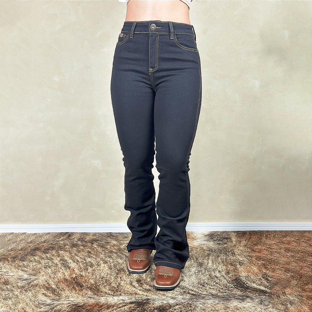 Calça Jeans Feminina Flare Bootcut Cintura Alta Lycra Pura Raça
