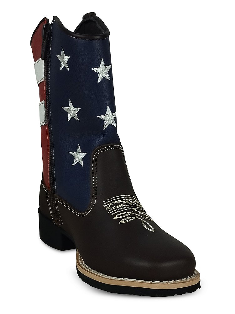 Bota Cano Alto Infantil Texana Couro Bico Redondo Jolimar Paint
