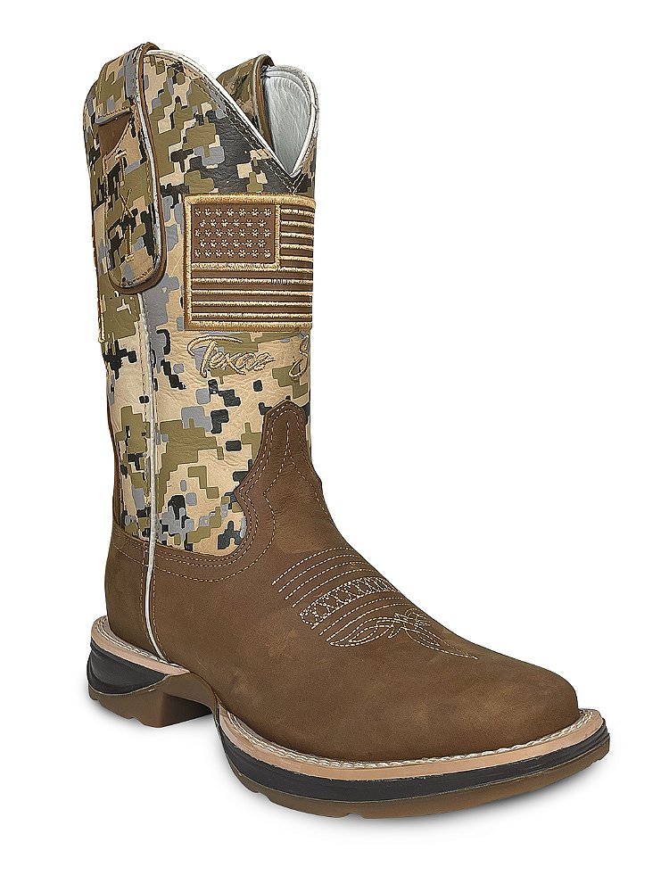 Bota Masculina Country de Rodeio Texana Couro Bico Quadrado