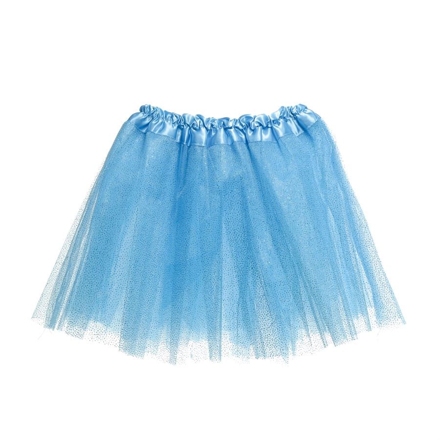 Saia de Tule Azul com Glitter Adulto Moda Feminina Festas da