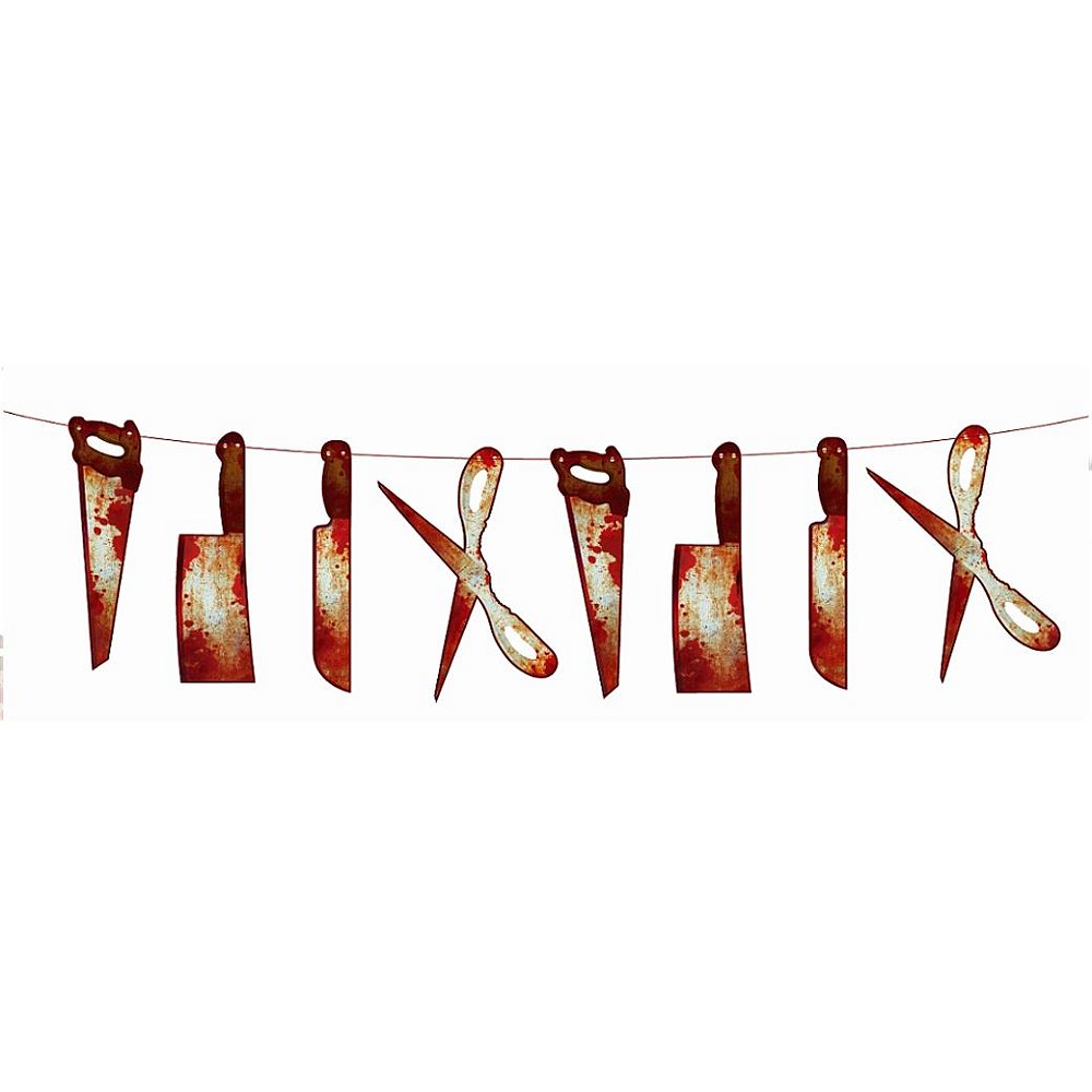 Faixa de Halloween com Facas Ensanguentadas