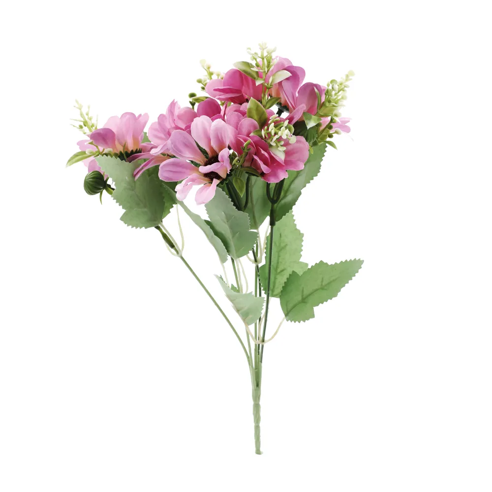 Flores Decorativas Permanentes Margarida X6 30cm Rosa Buquês