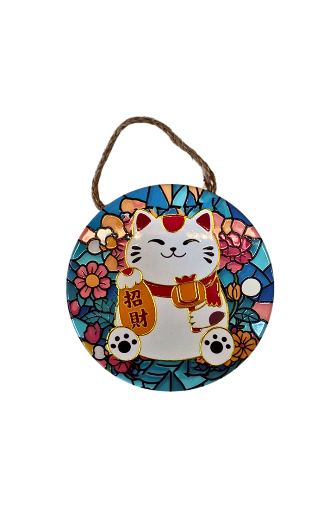 manekineco様 Mandala Gato Manekineko em Porcelana (16cm) - Relaxar e Meditar