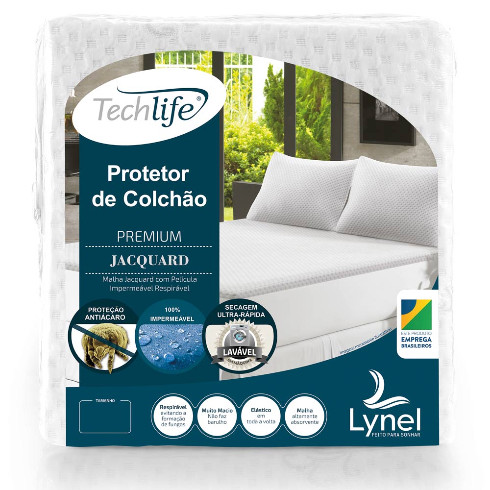 Protetor de Colchão Impermeável Casal TechLife Premium Jacquard