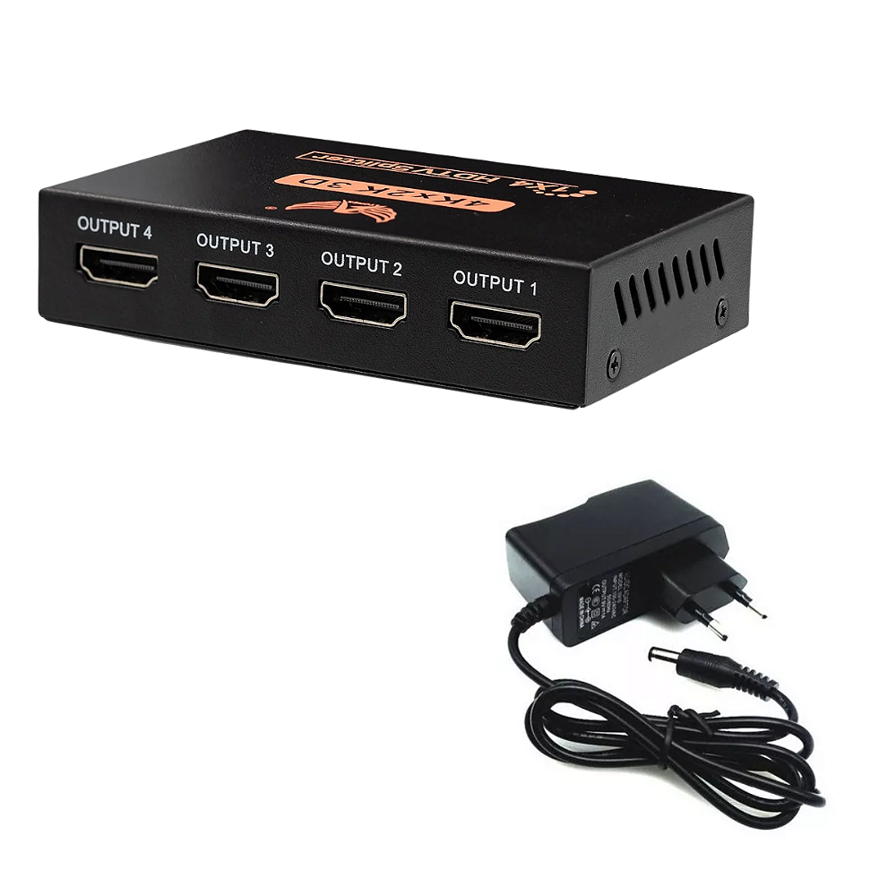 Divisor Splitter HDMI 1x4 4k Ultra HD ativo com fonte Conex