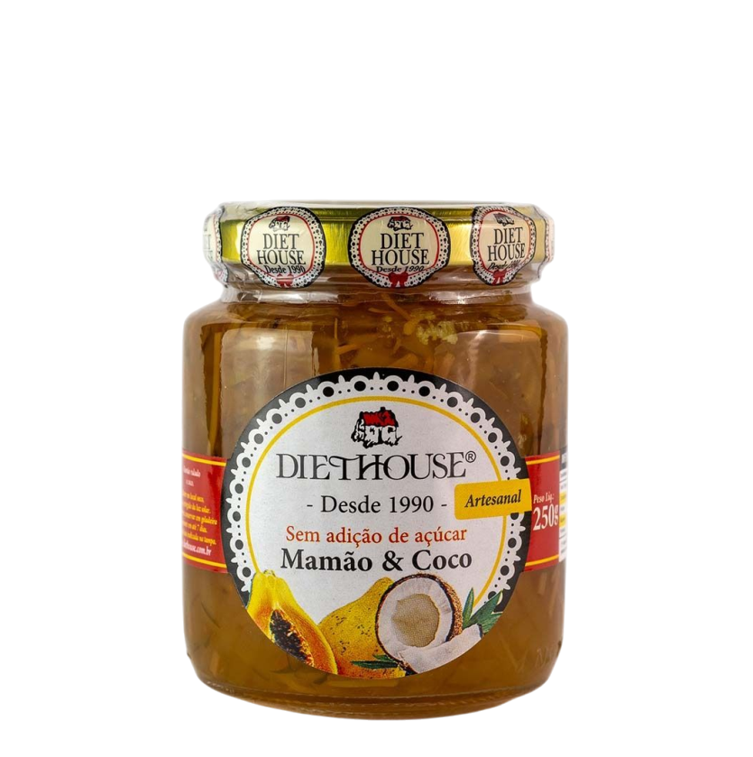 Doce de Mamão com Coco Artesanal Zero Açúcar 250g - Prateleira