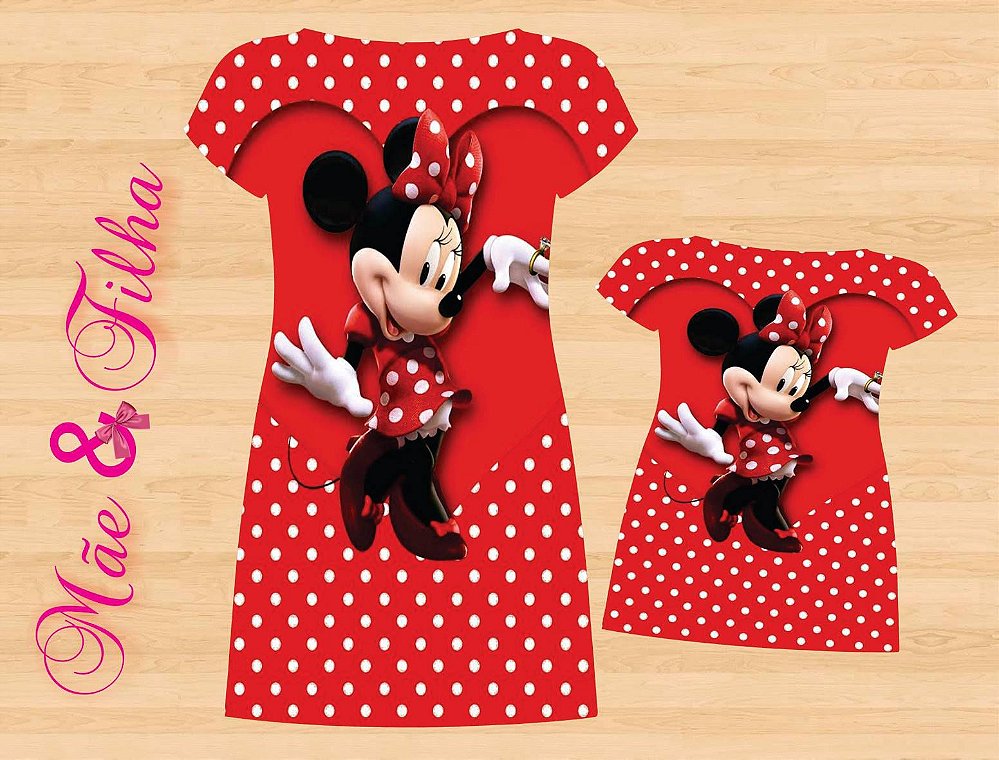 roupa da minnie vermelha mae e filha