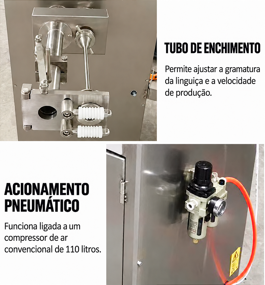 Tubo de enchimento e acionamento pneumático da ensacadeira EAS-50 Sebem