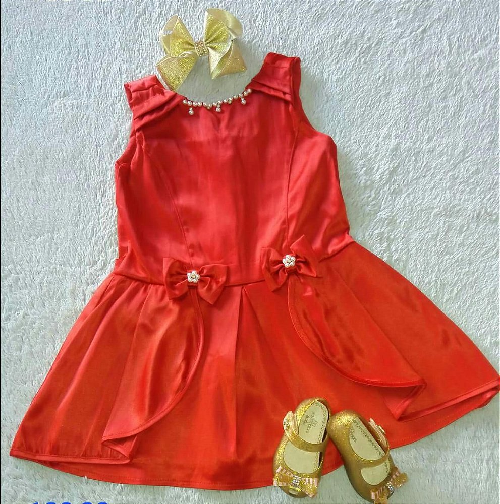 vestido infantil com laço na frente