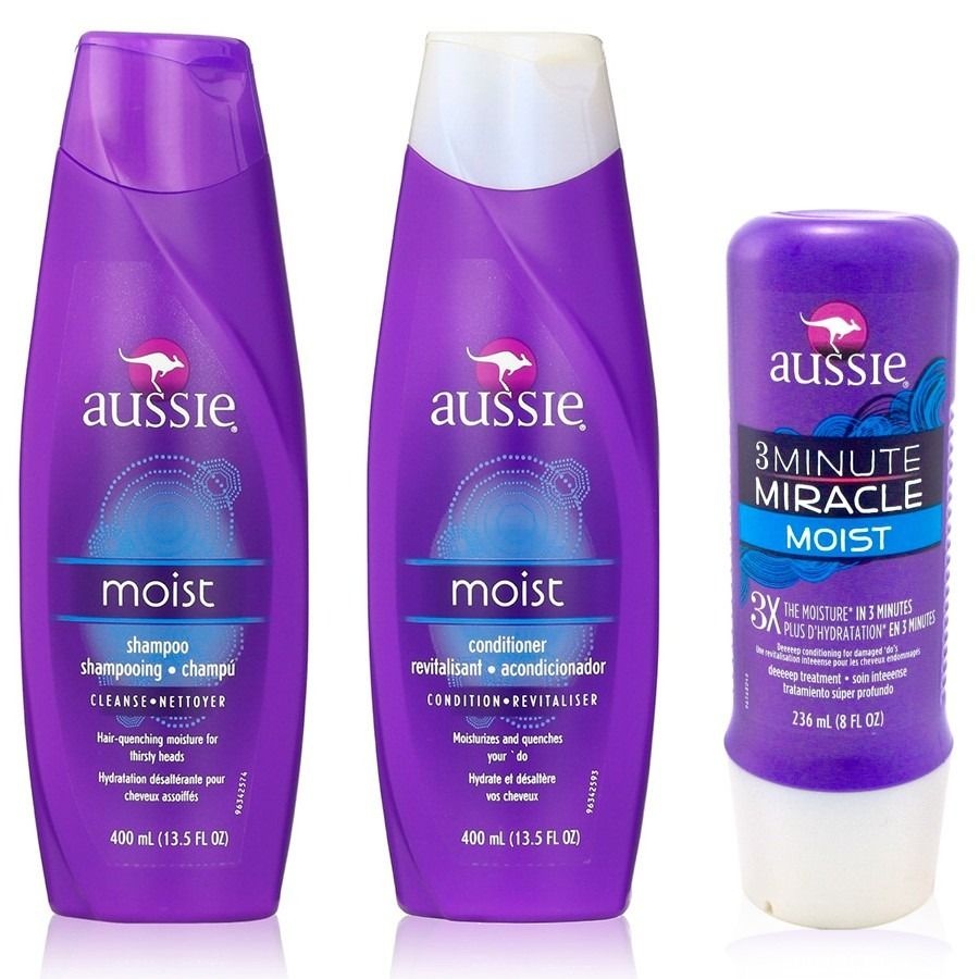 Kit Aussie Moist Shampoo Condicionador Mascara 3 Minutos