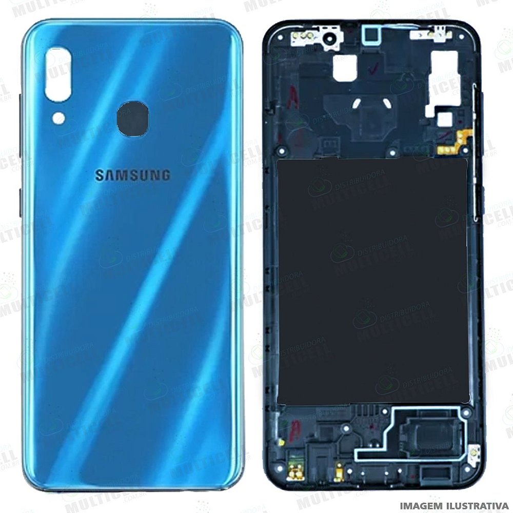 CARCAÇA TAMPA HOUSING SAMSUNG A305 GALAXY A30 AZUL 1ªLINHA QUALIDADE AAA -  Distribuidora Multicell a mais completa em peças,componentes e acessórios  para celular e tablet