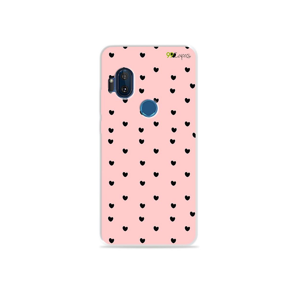Capa para Moto One Hyper - Corações Preto - 99capas - Capinhas e cases  personalizadas para celular