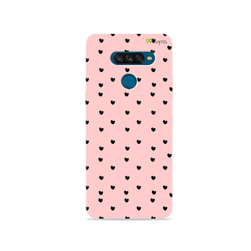 Capa para LG K50s - Corações Preto - 99capas - Capinhas e cases  personalizadas para celular