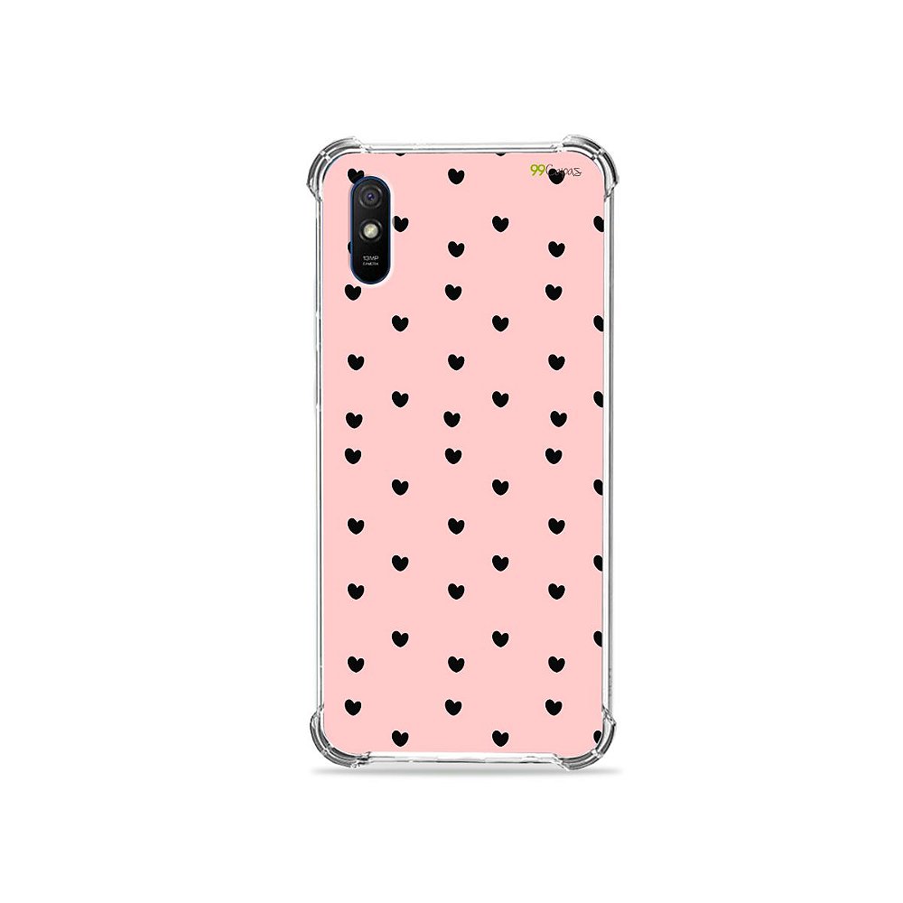 Capinha para Redmi 9A - Corações Preto - 99capas - Capinhas e cases  personalizadas para celular